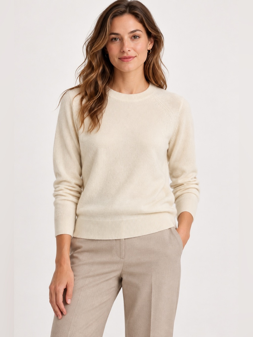 J.Crew 100% Cashmere Crewneck Sweater Ivory NWT Size S